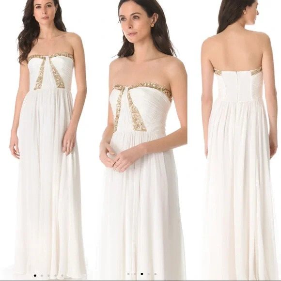 Rebecca Taylor Dress S/M Formal White Prom Wedding Hoco Debutante Maxi Long Gown - Picture 2 of 16